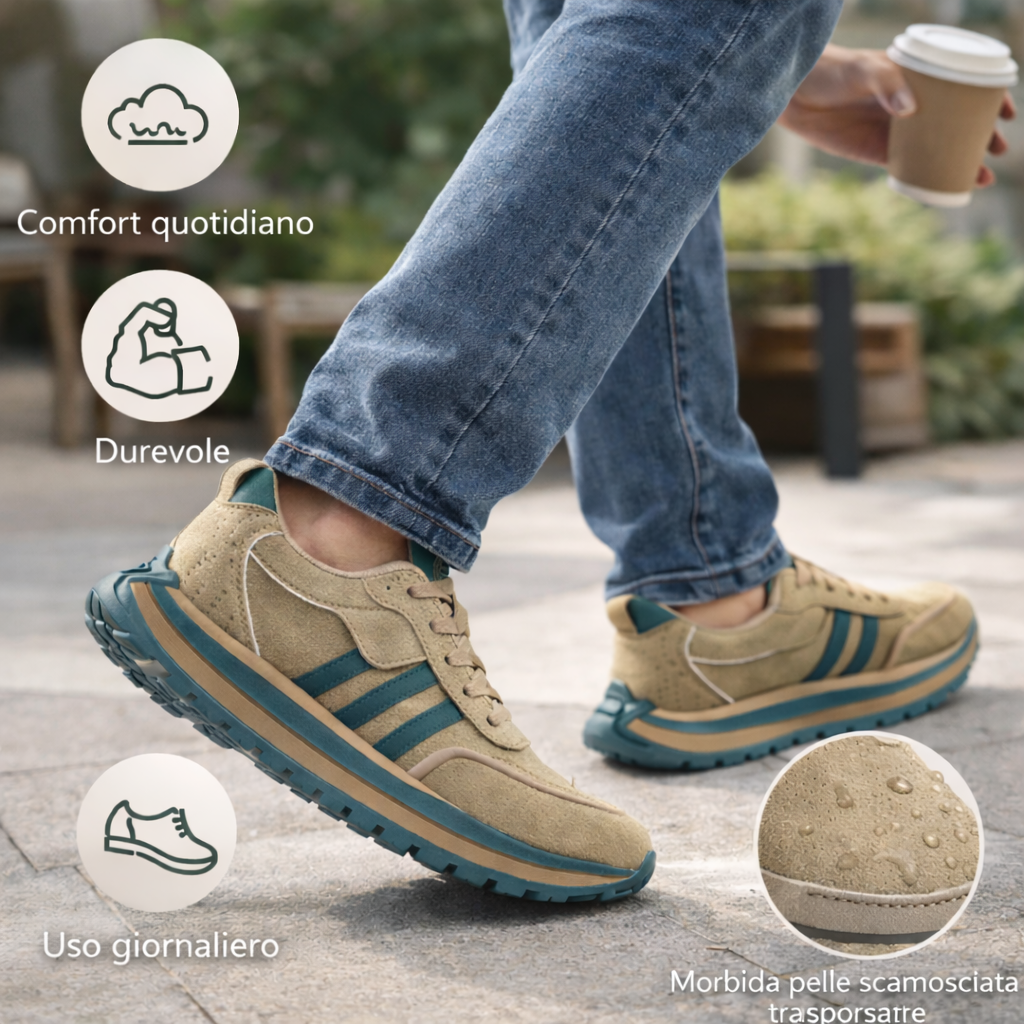 🔴Adatto per le passeggiate e gli spostamenti quotidiani👨‍🍼 per uomini over 45 che non vogliono rinunciare allo stile: scarpe da uomo in pelle scamosciata antiscivolo, impermeabili e comode