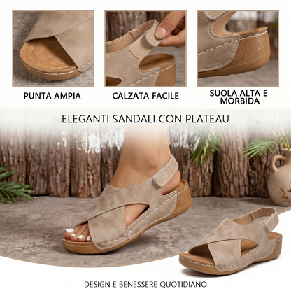 🔥Offerta speciale a tempo limitato👡Sandali da donna con zeppa e plateau✅, chiusura in velcro, comodi e traspiranti, perfetti per passeggiate estive casual👣