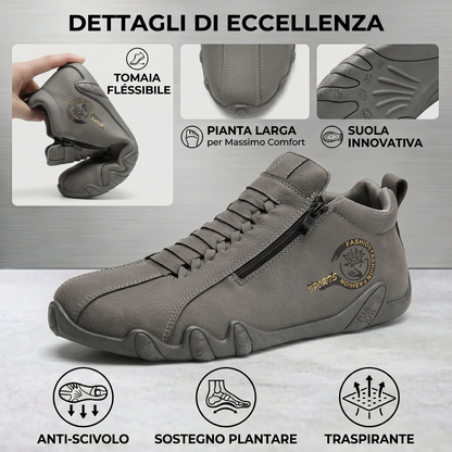 ⚡ -50% a Tempo Limitato! | Scarpe Ortopediche da Uomo in Vera Pelle Bovina Australiana: Cucite a Mano, Impermeabili e Antiscivolo con Supporto Plantare