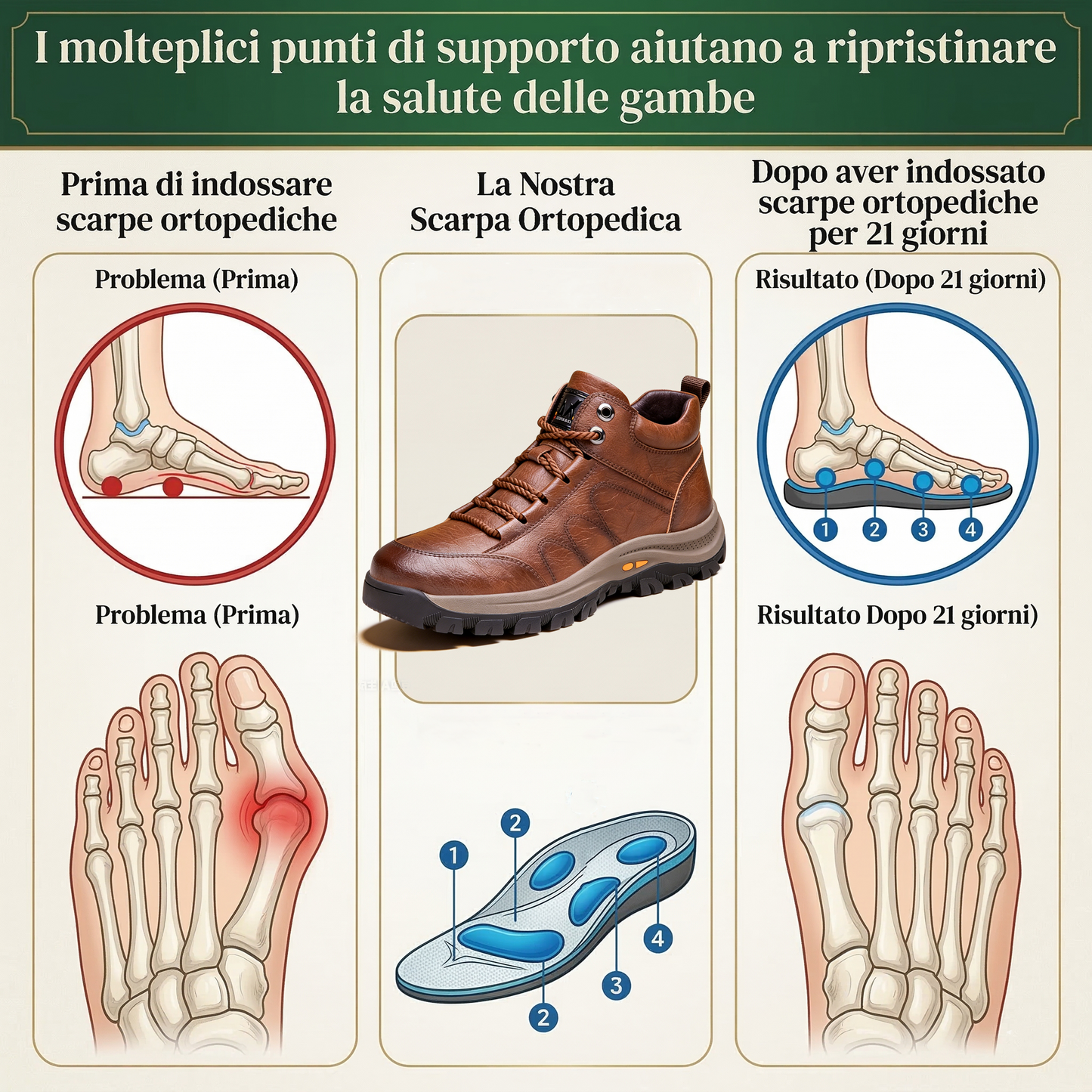 🔥Sconto del 50% oggi - Non perderlo!  🦶Scarpe in pelle di vitello italiana morbide e comode - Supporto dell'arco plantare - Impermeabili e antiscivolo