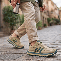 🔴Adatto per le passeggiate e gli spostamenti quotidiani👨‍🍼 per uomini over 45 che non vogliono rinunciare allo stile: scarpe da uomo in pelle scamosciata antiscivolo, impermeabili e comode