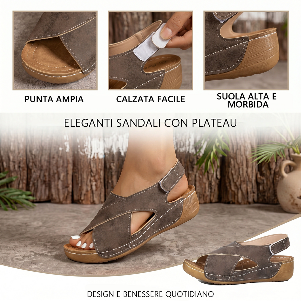 🔥Offerta speciale a tempo limitato👡Sandali da donna con zeppa e plateau✅, chiusura in velcro, comodi e traspiranti, perfetti per passeggiate estive casual👣