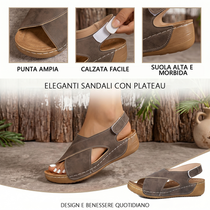 🔥Offerta speciale a tempo limitato👡Sandali da donna con zeppa e plateau✅, chiusura in velcro, comodi e traspiranti, perfetti per passeggiate estive casual👣