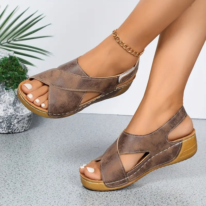 🔥Offerta speciale a tempo limitato👡Sandali da donna con zeppa e plateau✅, chiusura in velcro, comodi e traspiranti, perfetti per passeggiate estive casual👣