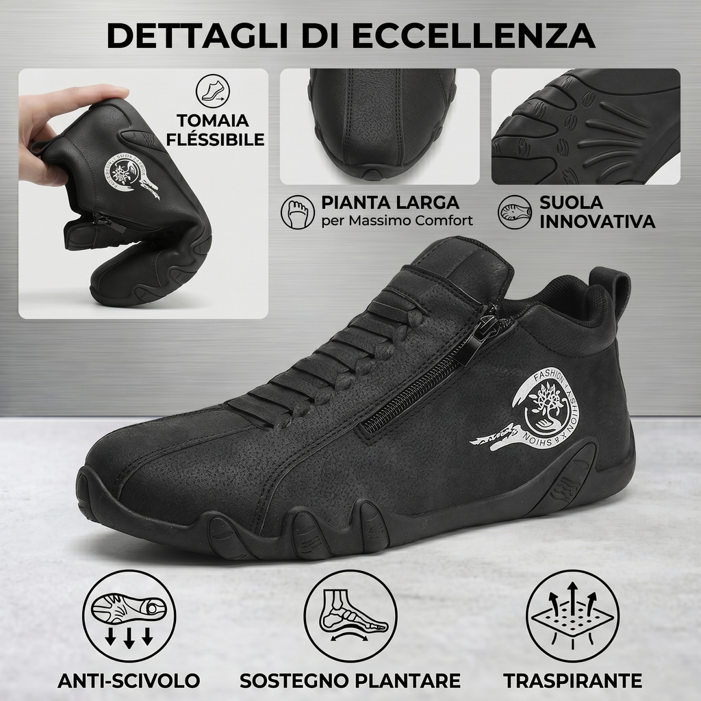 ⚡ -50% a Tempo Limitato! | Scarpe Ortopediche da Uomo in Vera Pelle Bovina Australiana: Cucite a Mano, Impermeabili e Antiscivolo con Supporto Plantare