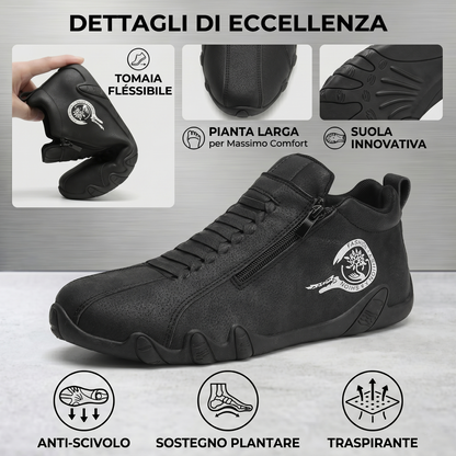 ⚡ -50% a Tempo Limitato! | Scarpe Ortopediche da Uomo in Vera Pelle Bovina Australiana: Cucite a Mano, Impermeabili e Antiscivolo con Supporto Plantare