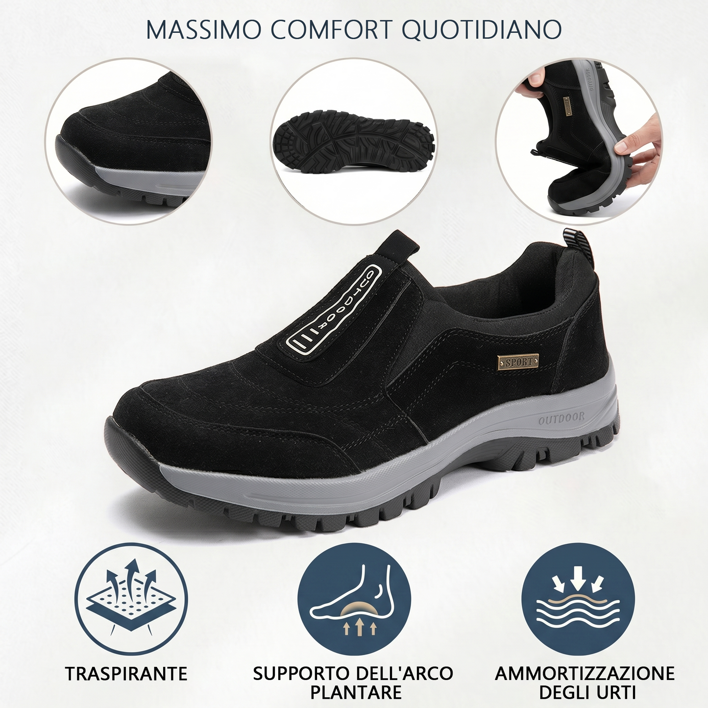 🔥 Sconto del 50% - Non perdertelo! 🦶 Scarpe Outdoor luymen da Uomo | Supporto Avanzato dell'Arco Plantare, Camoscio Antiscivolo e Comfort Totale