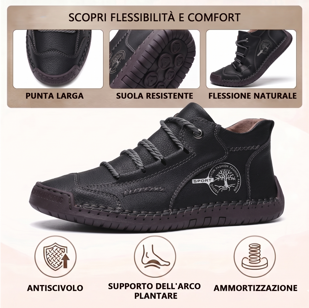 🔥 Sconto del 50% | Scarpe in pregiata pelle di vitello: supporto plantare, impermeabili e antiscivolo. Cammina in tutta comodità!