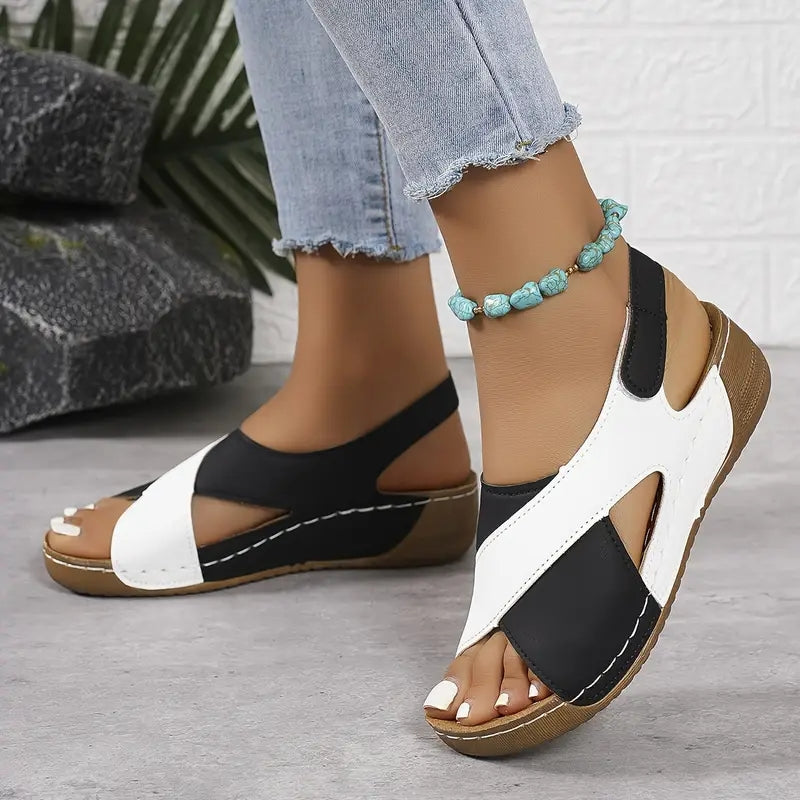 🔥Offerta speciale a tempo limitato👡Sandali da donna con zeppa e plateau✅, chiusura in velcro, comodi e traspiranti, perfetti per passeggiate estive casual👣