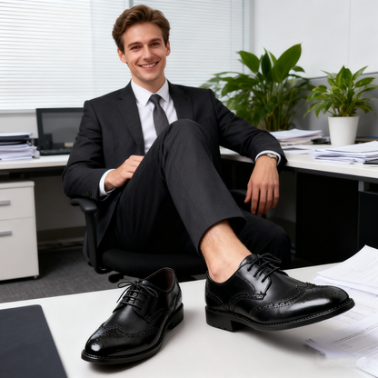 Scarpe ortopediche da uomo DEVENP | Scarpe in vera pelle comode e di alta qualità | Design ergonomico per alleviare il disagio alla schiena, alle articolazioni e ai piedi | Sconto del 50% per un periodo limitato, fino a esaurimento scorte