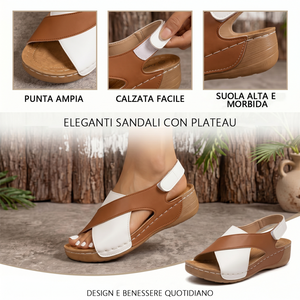 🔥Offerta speciale a tempo limitato👡Sandali da donna con zeppa e plateau✅, chiusura in velcro, comodi e traspiranti, perfetti per passeggiate estive casual👣