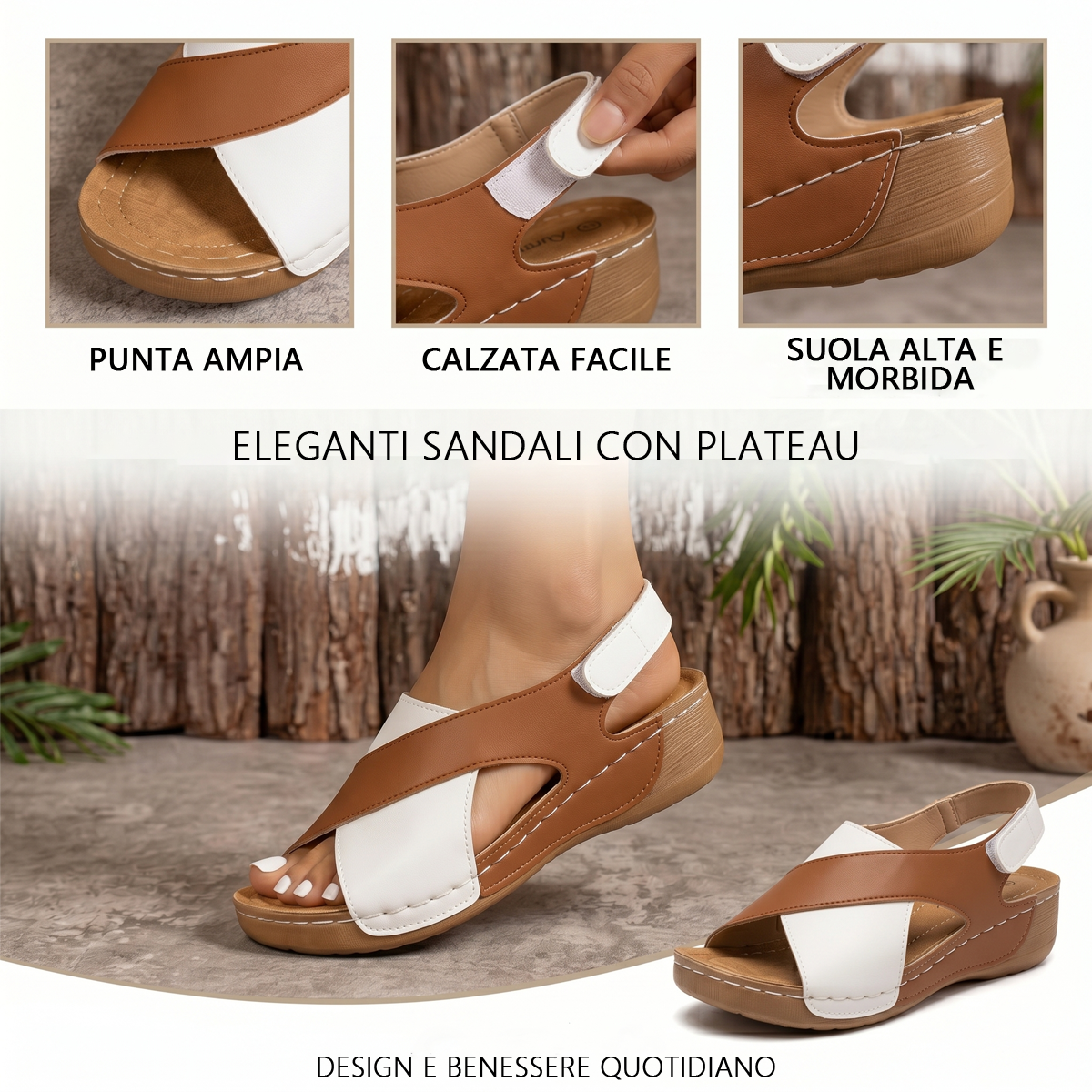 🔥Offerta speciale a tempo limitato👡Sandali da donna con zeppa e plateau✅, chiusura in velcro, comodi e traspiranti, perfetti per passeggiate estive casual👣