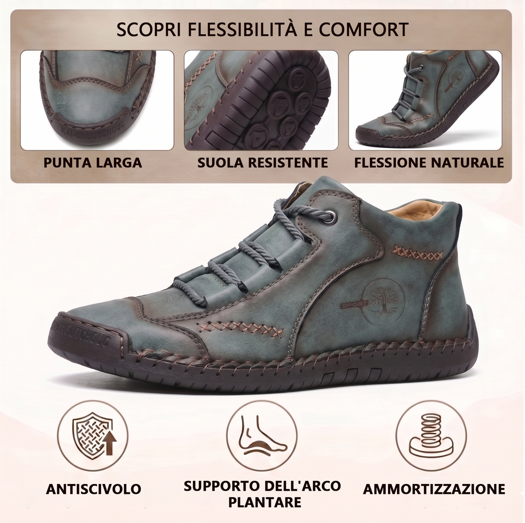 🔥 Sconto del 50% | Scarpe in pregiata pelle di vitello: supporto plantare, impermeabili e antiscivolo. Cammina in tutta comodità!