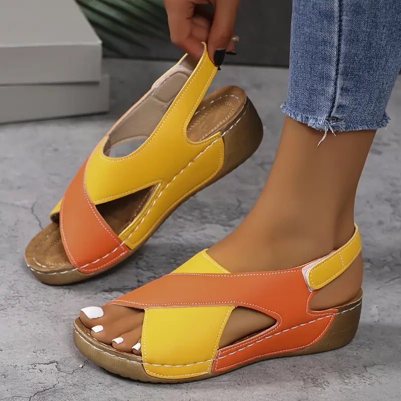 🔥Offerta speciale a tempo limitato👡Sandali da donna con zeppa e plateau✅, chiusura in velcro, comodi e traspiranti, perfetti per passeggiate estive casual👣