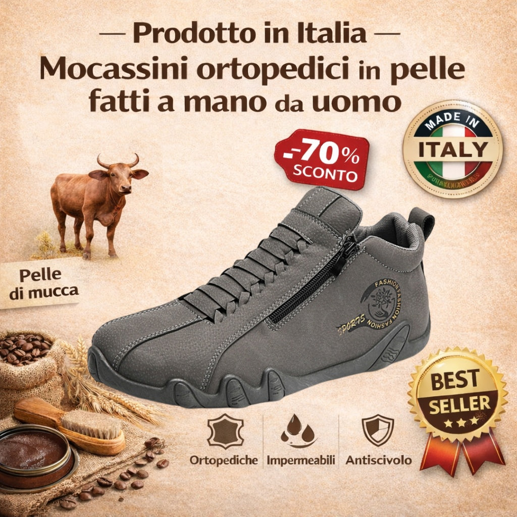⏰Sconto del 30% oggi, non lasciartelo sfuggire! 🔥 Scarpe ortopediche da uomo, realizzate a mano in vera pelle 🐂 Impermeabili e antiscivolo ✅ Supporto dell'arco plantare per un comfort che dura tutto il giorno