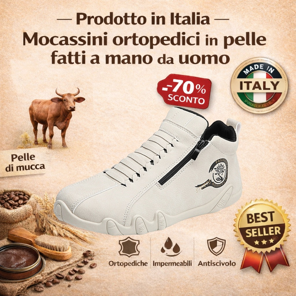 ⏰Sconto del 30% oggi, non lasciartelo sfuggire! 🔥 Scarpe ortopediche da uomo, realizzate a mano in vera pelle 🐂 Impermeabili e antiscivolo ✅ Supporto dell'arco plantare per un comfort che dura tutto il giorno