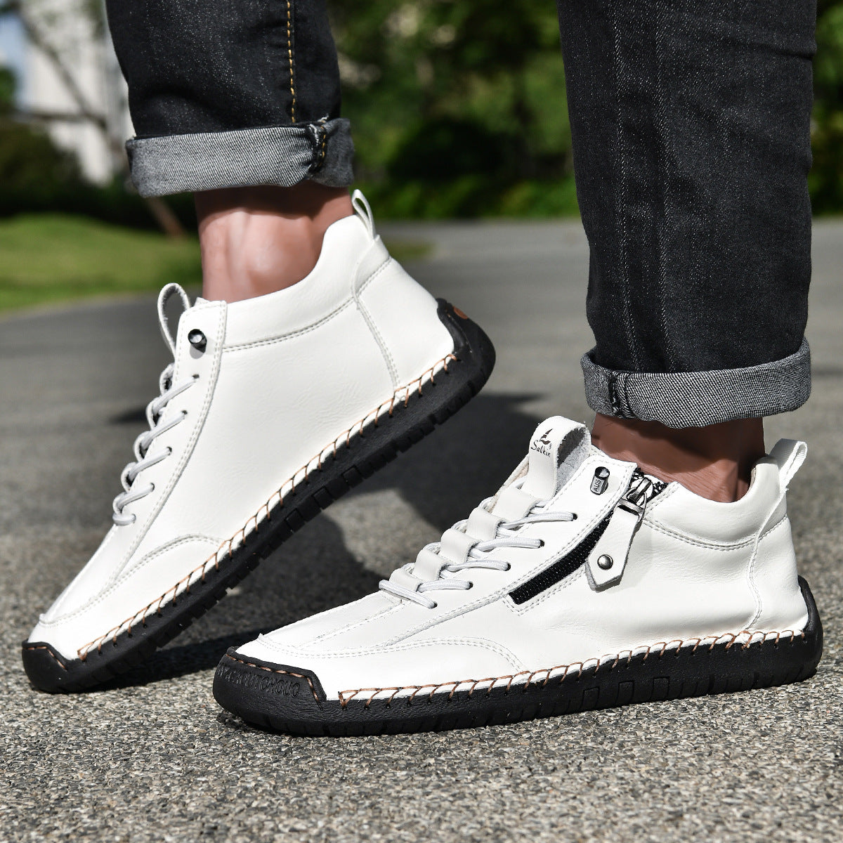 🔥 Sconto del 50% - Non lasciartelo sfuggire!👞Scarpe in Pelle "Zero Fatica": Zip Laterale, Supporto Plantare e suola antiscivolo – il design ergonomico allevia la fatica - unisex.