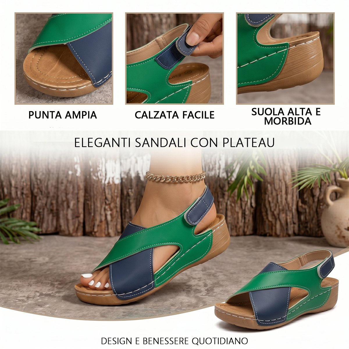 🔥Offerta speciale a tempo limitato👡Sandali da donna con zeppa e plateau✅, chiusura in velcro, comodi e traspiranti, perfetti per passeggiate estive casual👣