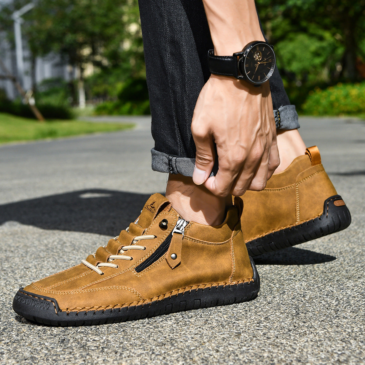 🔥 Sconto del 50% - Non lasciartelo sfuggire!👞Scarpe in Pelle "Zero Fatica": Zip Laterale, Supporto Plantare e suola antiscivolo – il design ergonomico allevia la fatica - unisex.