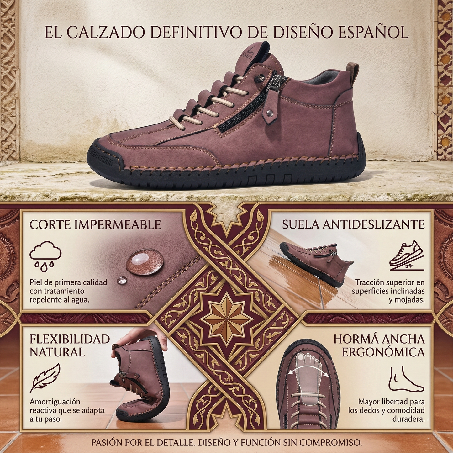 🔥 Sconto del 50% - Non lasciartelo sfuggire!👞Scarpe in Pelle "Zero Fatica": Zip Laterale, Supporto Plantare e suola antiscivolo – il design ergonomico allevia la fatica - unisex.