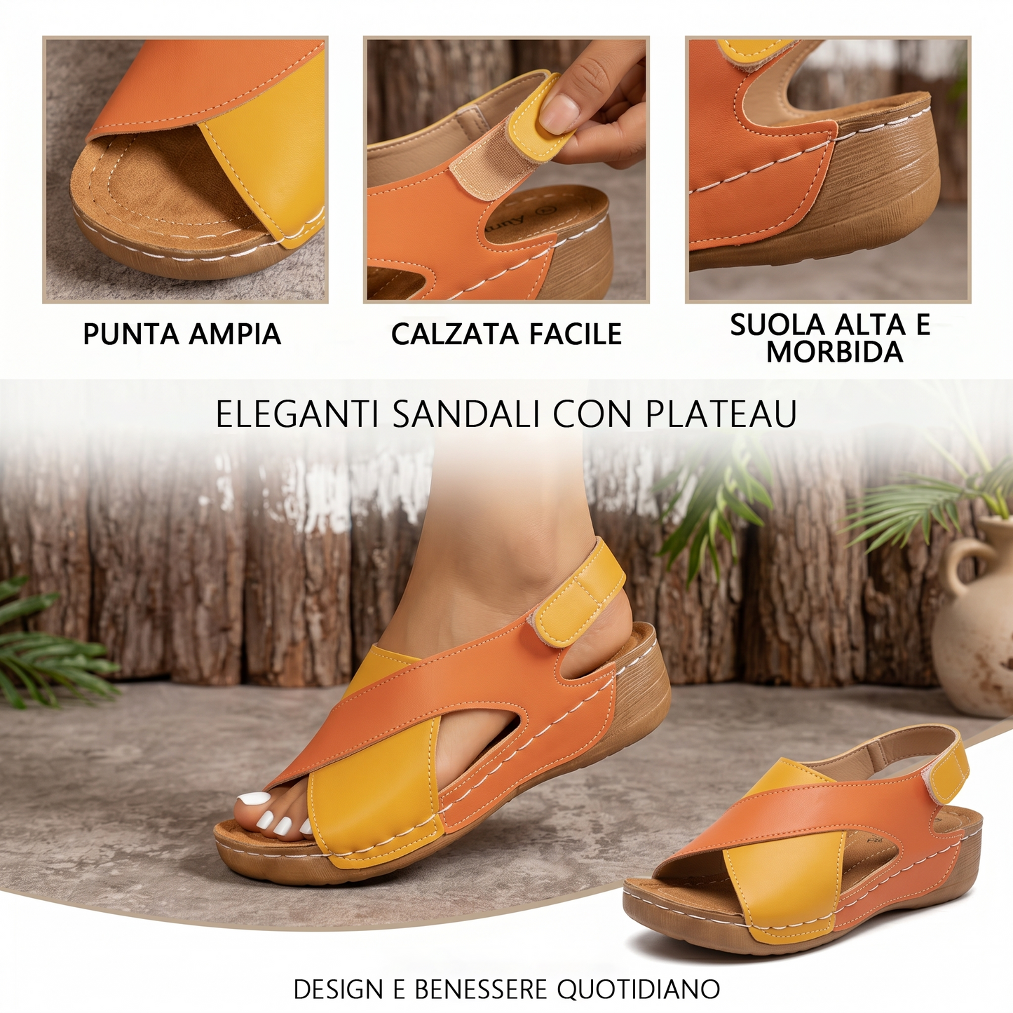🔥Offerta speciale a tempo limitato👡Sandali da donna con zeppa e plateau✅, chiusura in velcro, comodi e traspiranti, perfetti per passeggiate estive casual👣