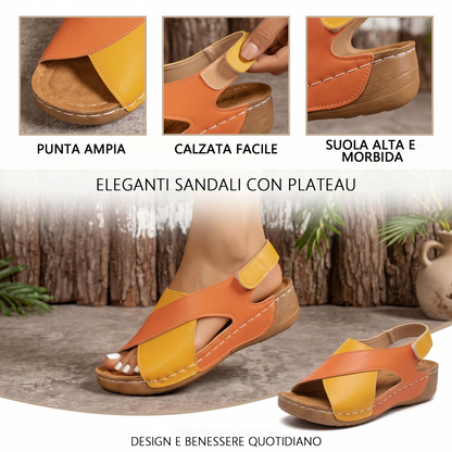 🔥Offerta speciale a tempo limitato👡Sandali da donna con zeppa e plateau✅, chiusura in velcro, comodi e traspiranti, perfetti per passeggiate estive casual👣