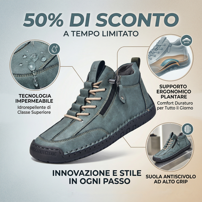 🔥 Sconto del 50% - Non lasciartelo sfuggire!👞Scarpe in Pelle "Zero Fatica": Zip Laterale, Supporto Plantare e suola antiscivolo – il design ergonomico allevia la fatica - unisex.
