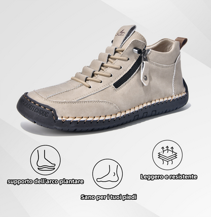 🔥 Sconto del 50% - Non lasciartelo sfuggire!👞Scarpe in Pelle "Zero Fatica": Zip Laterale, Supporto Plantare e suola antiscivolo – il design ergonomico allevia la fatica - unisex.