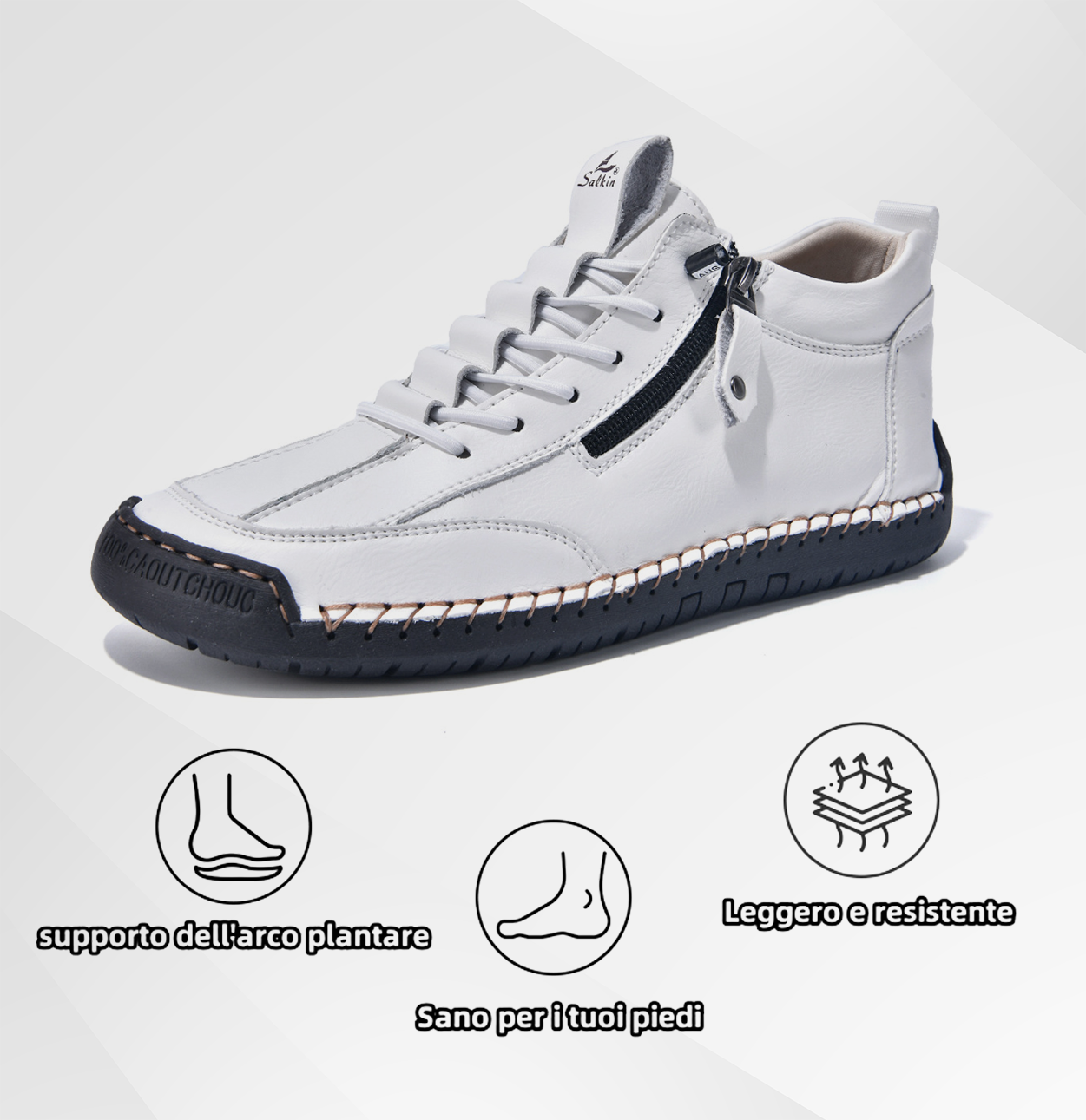 🔥 Sconto del 50% - Non lasciartelo sfuggire!👞Scarpe in Pelle "Zero Fatica": Zip Laterale, Supporto Plantare e suola antiscivolo – il design ergonomico allevia la fatica - unisex.