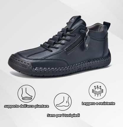 🔥 Sconto del 50% - Non lasciartelo sfuggire!👞Scarpe in Pelle "Zero Fatica": Zip Laterale, Supporto Plantare e suola antiscivolo – il design ergonomico allevia la fatica - unisex.