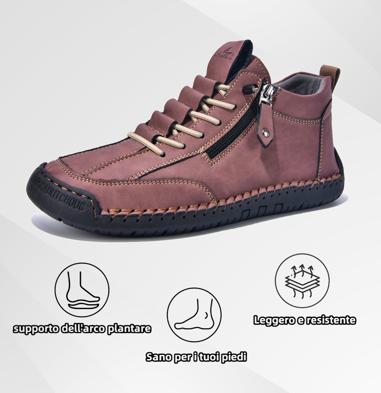 🔥 Sconto del 50% - Non lasciartelo sfuggire!👞Scarpe in Pelle "Zero Fatica": Zip Laterale, Supporto Plantare e suola antiscivolo – il design ergonomico allevia la fatica - unisex.