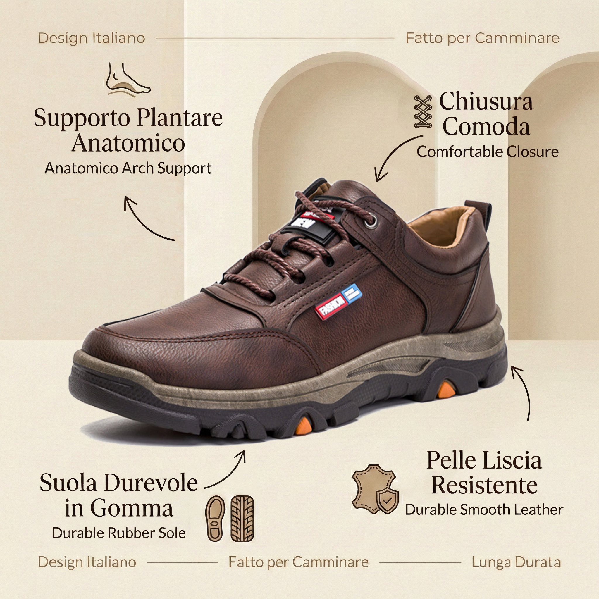 [🔥Sconto 50%] Scarpe Uomo da Passeggio in Pelle Morbida - Impermeabili, Antiscivolo e con Supporto Plantare Ergonomico