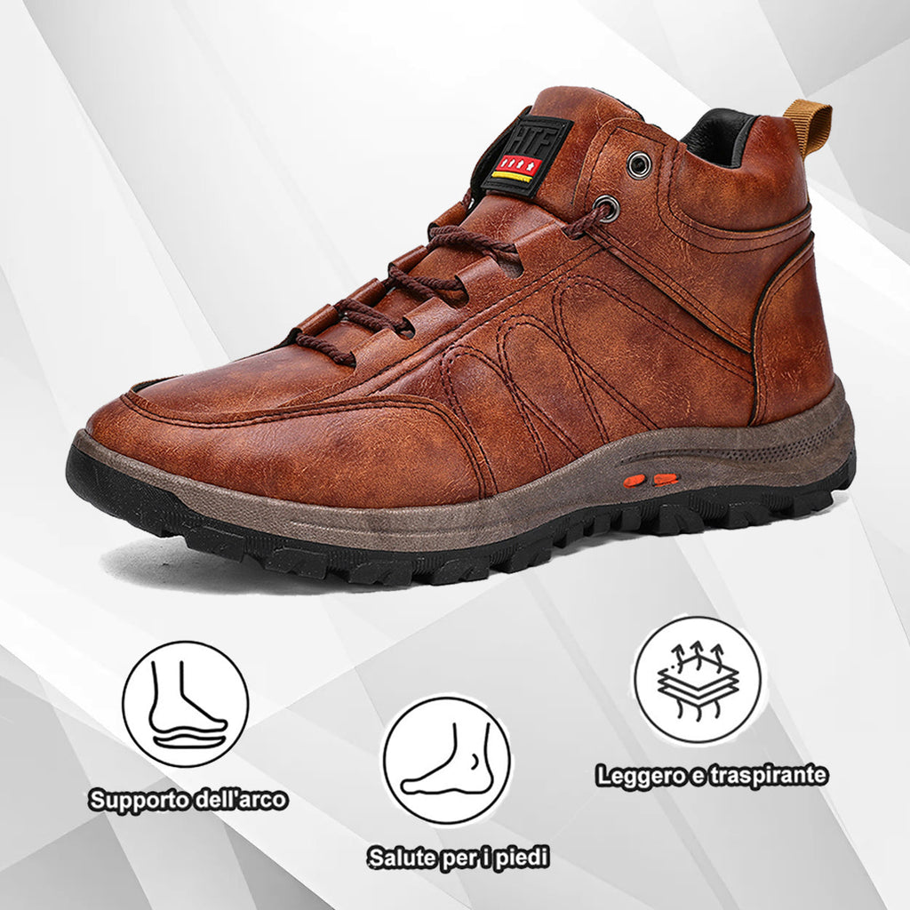 Scarpe ortopediche da uomo DEVENP | Scarpe in pelle di vitello impermeabili e antiscivolo | Design ergonomico per alleviare il dolore alla schiena, alle articolazioni e ai piedi | Sconto del 50% per un periodo limitato, fino a esaurimento scorte