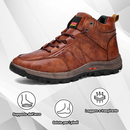 Scarpe ortopediche da uomo DEVENP | Scarpe in pelle di vitello impermeabili e antiscivolo | Design ergonomico per alleviare il dolore alla schiena, alle articolazioni e ai piedi | Sconto del 50% per un periodo limitato, fino a esaurimento scorte