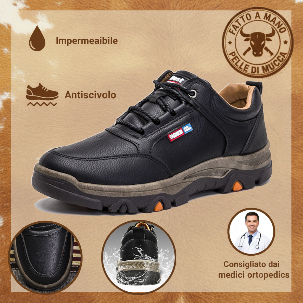 (🔥Sconto del 50% oggi - non lasciartelo sfuggire!) - Scarpe in pelle di vitello morbide e comode - Supporto plantare per alleviare il dolore, impermeabili e antiscivolo (disponibili anche in versione peluche🔥)