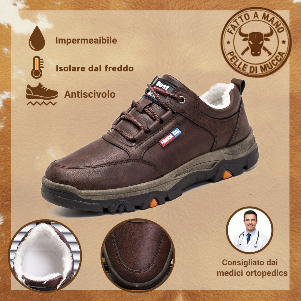 (🔥Sconto del 50% oggi - non lasciartelo sfuggire!) - Scarpe in pelle di vitello morbide e comode - Supporto plantare per alleviare il dolore, impermeabili e antiscivolo (disponibili anche in versione peluche🔥)