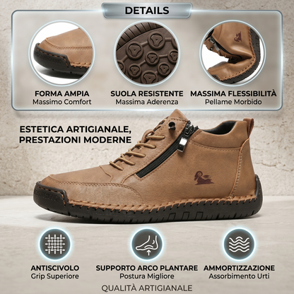 🔥 Sconto del 50% - Non lasciartelo sfuggire! Scarpe selezionate in pelle di vitello - scarpe ortopediche👞resistenti, antiscivolo e impermeabili ✅supporto dell'arco plantare, sollievo dal dolore, unisex