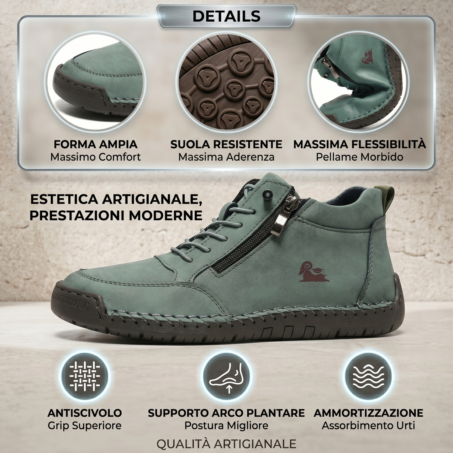 🔥 Sconto del 50% - Non lasciartelo sfuggire! Scarpe selezionate in pelle di vitello - scarpe ortopediche👞resistenti, antiscivolo e impermeabili ✅supporto dell'arco plantare, sollievo dal dolore, unisex