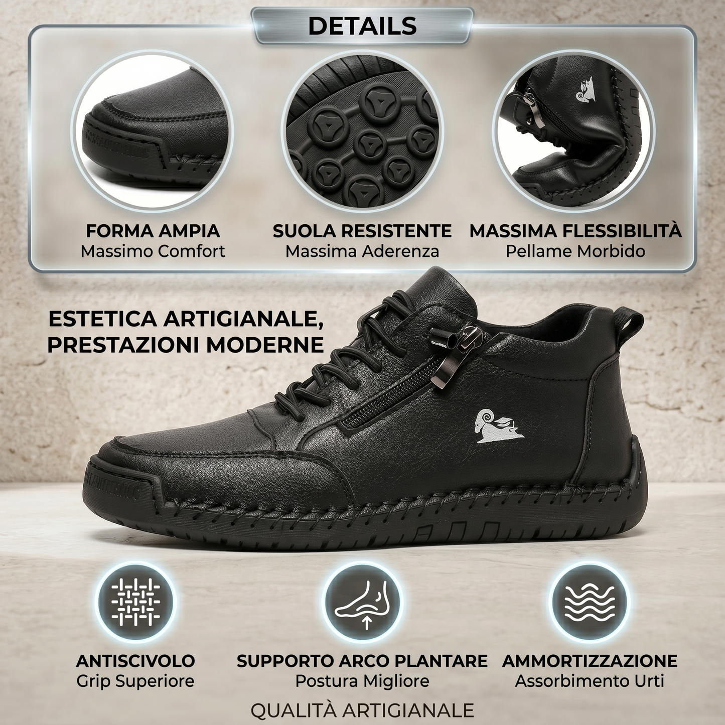 🔥 Sconto del 50% - Non lasciartelo sfuggire! Scarpe selezionate in pelle di vitello - scarpe ortopediche👞resistenti, antiscivolo e impermeabili ✅supporto dell'arco plantare, sollievo dal dolore, unisex