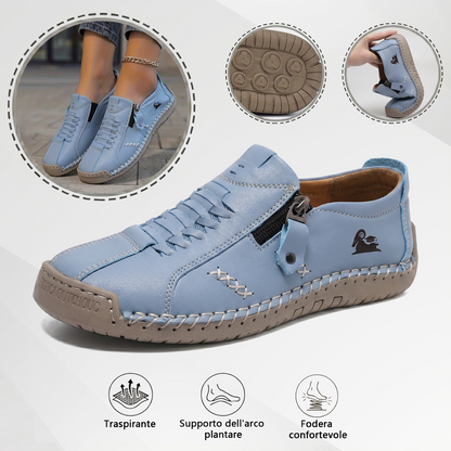 🔥Approfitta del 50% di Sconto oggi! 👞Mocassini Donna in Pelle con Cerniera, Scarpe Comode Ergonomiche, Calzado Casual Senza Lacci per Camminare