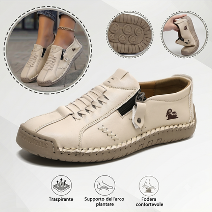 🔥Approfitta del 50% di Sconto oggi! 👞Mocassini Donna in Pelle con Cerniera, Scarpe Comode Ergonomiche, Calzado Casual Senza Lacci per Camminare