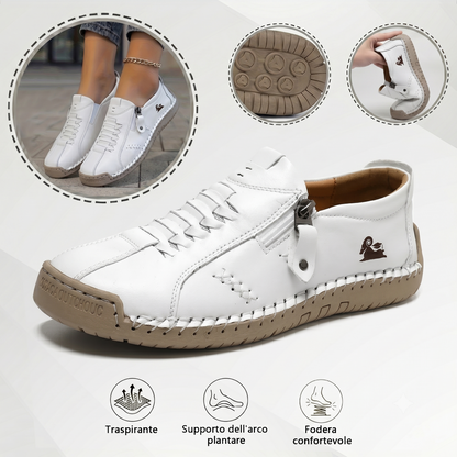 🔥Approfitta del 50% di Sconto oggi! 👞Mocassini Donna in Pelle con Cerniera, Scarpe Comode Ergonomiche, Calzado Casual Senza Lacci per Camminare
