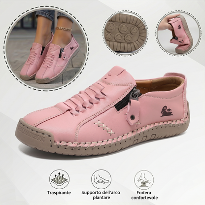 🔥Approfitta del 50% di Sconto oggi! 👞Mocassini Donna in Pelle con Cerniera, Scarpe Comode Ergonomiche, Calzado Casual Senza Lacci per Camminare
